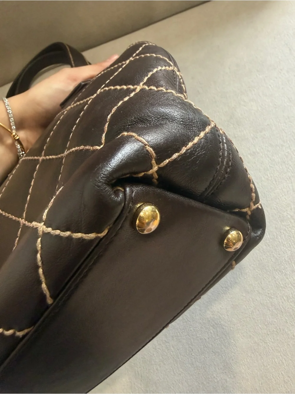 CHANEL Brown Quilted Vintage Chanel Wild Stitch Tote — Karl Lagerfeld era 🤎